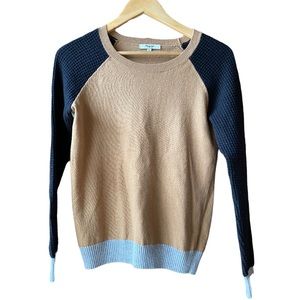 Madewell Waffle Knit Colorblock Sweater Tan Black Size XS